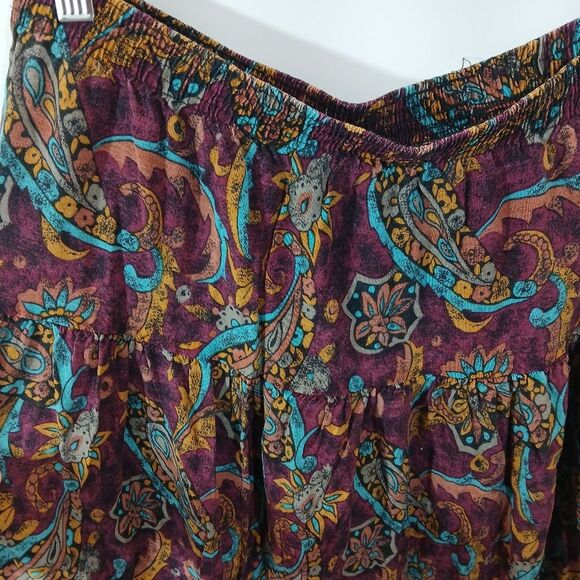 Venezia Paisley Purple Blue Midi Pull On Skirt - Picture 6 of 8